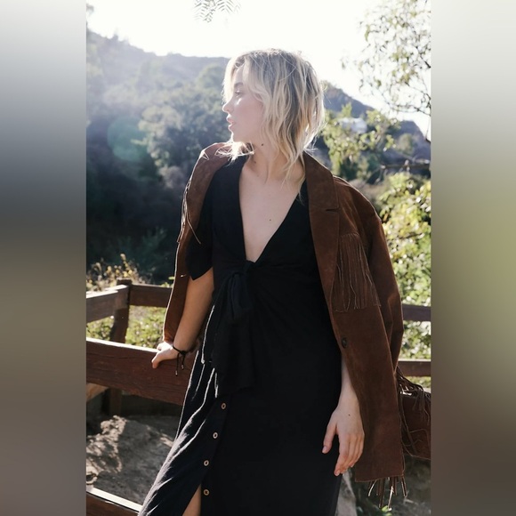 Free People Vintage Summer Midi Dress in Black XS - Picture 4 of 4